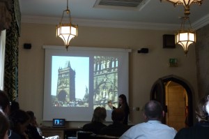 Jana Gajdošová and the tower of the Charles Bridge, Prague