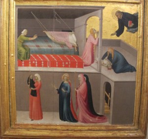 Simone Martini, Agostino Novello polytych, simultaneous narrative showing resurrection of a child