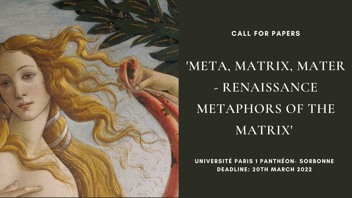 CFP: ‘Meta, Matrix, Mater – Renaissance Metaphors of the Matrix ...