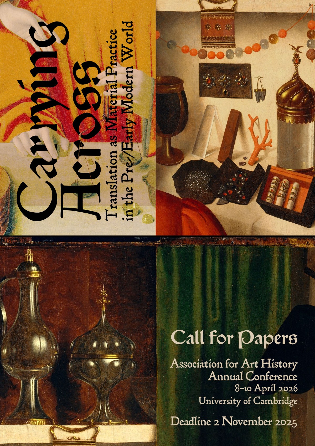 CFP: ‘Carrying Across: Translation as Material Practice in the Pre/Early Modern World,’ AAH 2026 Annual Conference (8–10 April 2026), deadline 2 November&nbsp;2025